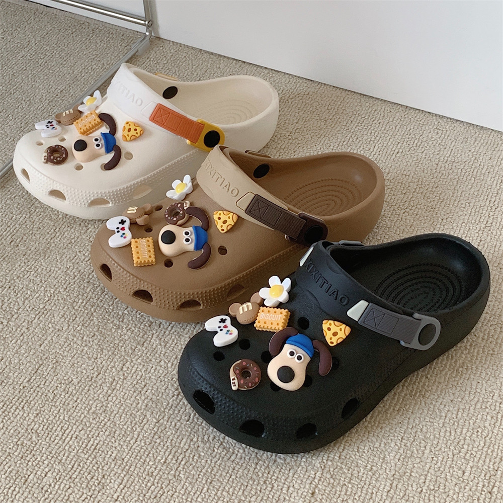 细细条 日系ins可爱狗狗情侣洞洞鞋夏季时尚两穿软底沙滩凉拖男女,淘宝优惠券,粉丝福利购,淘宝优惠卷