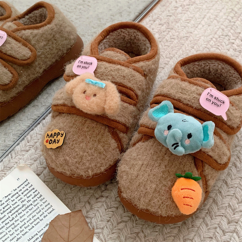 细细条 软萌小象字母牌豆豆鞋女平底室外穿冬季日系魔术贴毛毛鞋,淘宝优惠券,粉丝福利购,淘宝优惠卷