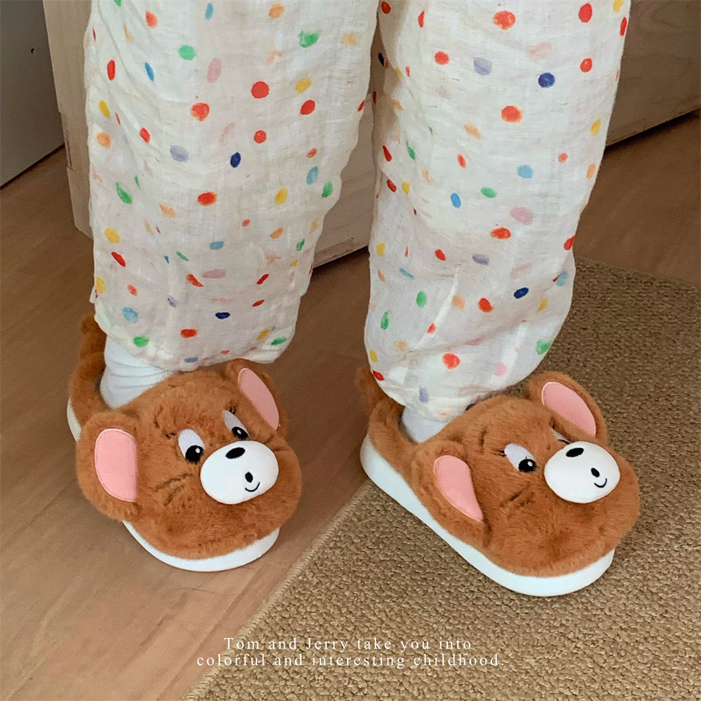 ins正版猫和老鼠汤姆猫杰利鼠棉拖鞋男女冬季防滑可爱情侣毛毛鞋,淘宝优惠券,粉丝福利购,淘宝优惠卷