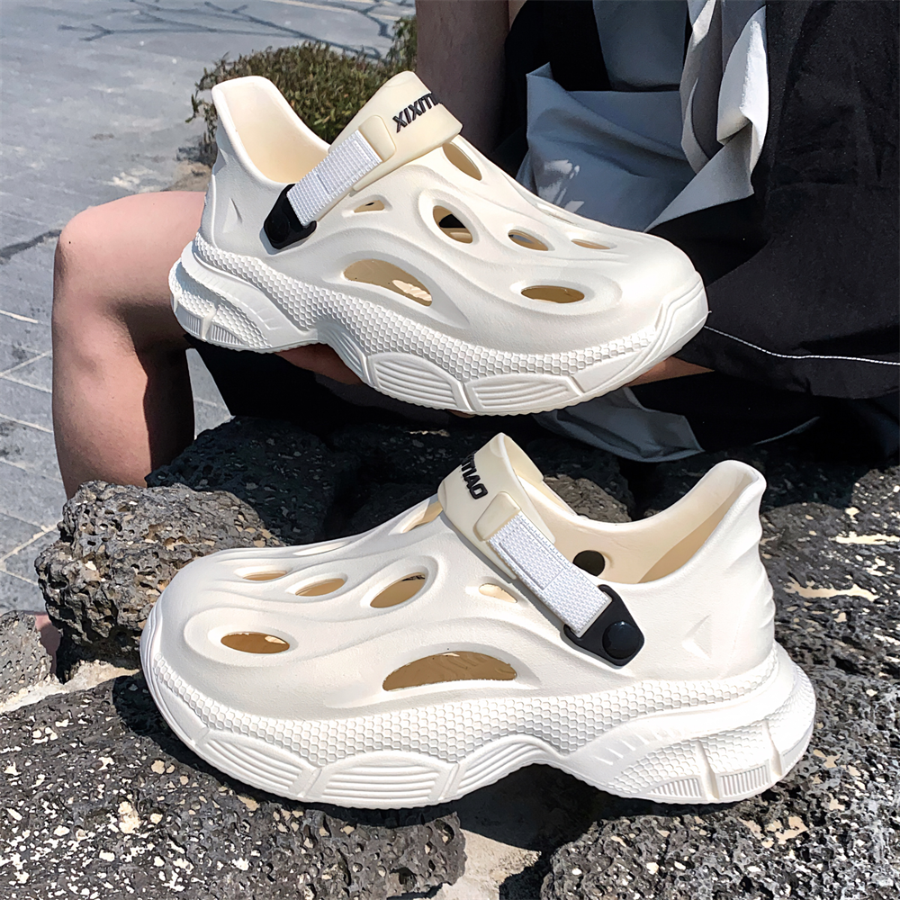 细细条 耐磨一脚蹬沙滩鞋凉鞋男士开车钓鱼涉水鞋包头夏季洞洞鞋,淘宝优惠券,粉丝福利购,淘宝优惠卷