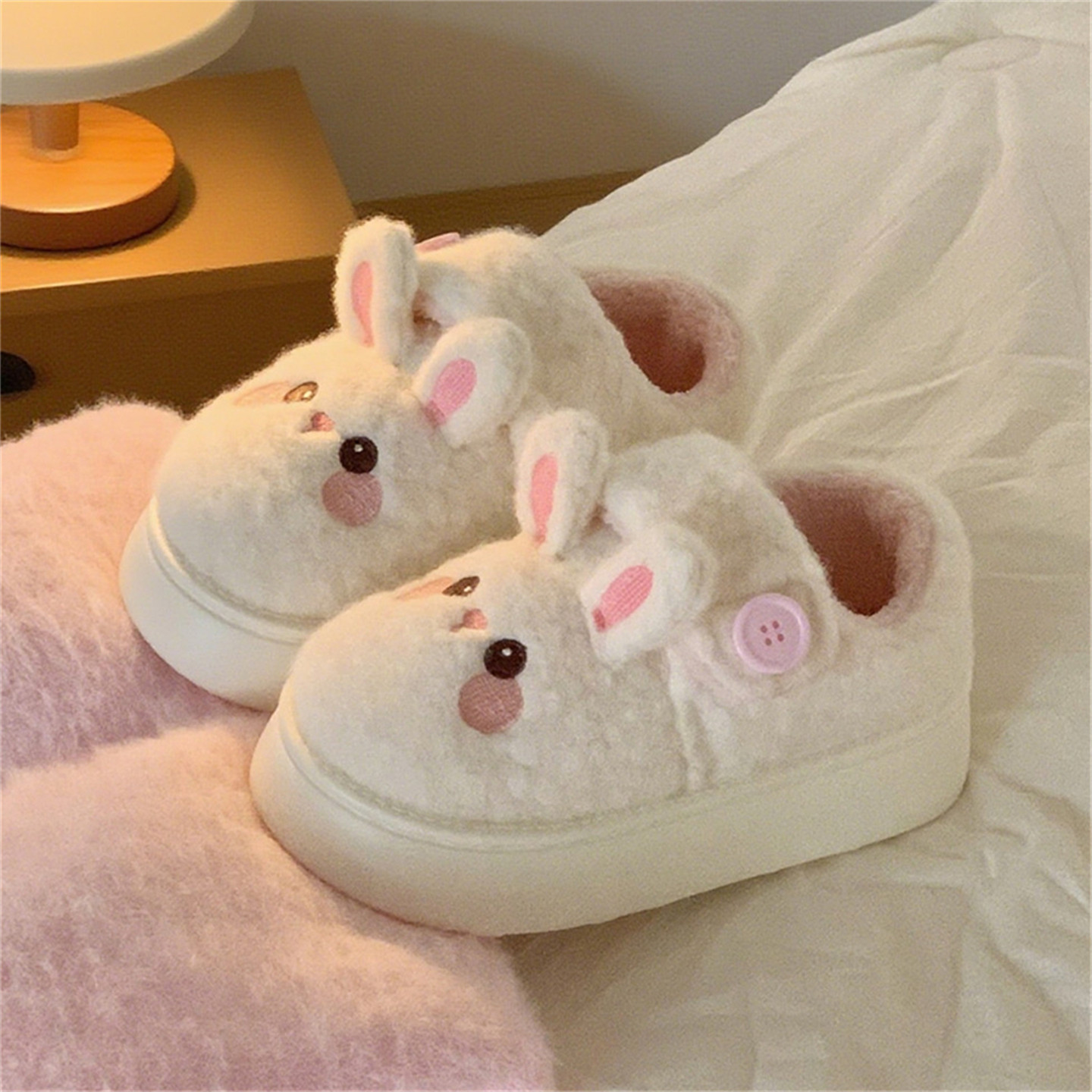 细细条 软萌可爱小兔子棉鞋外穿女防滑厚底冬少女加绒勃肯面包鞋,淘宝优惠券,粉丝福利购,淘宝优惠卷
