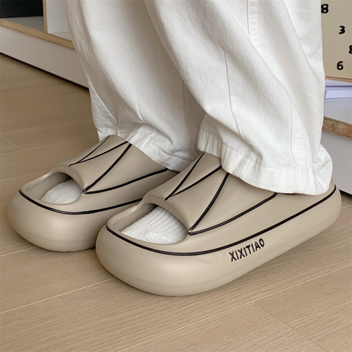 细细条 踩屎感eva厚底防滑百搭情侣拖鞋夏季潮酷运动风凉拖鞋男女 - 图1