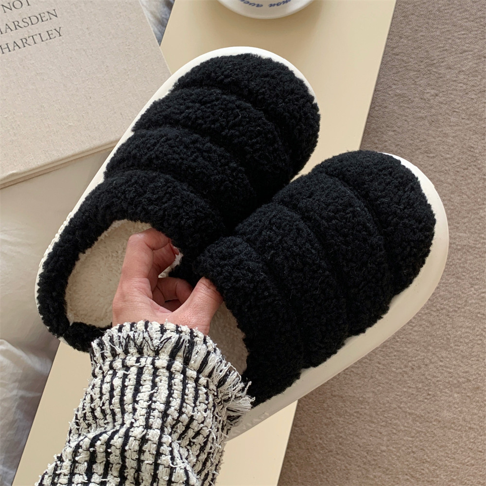 细细条 男士家居休闲防滑软底毛毛鞋女冬季韩版简约风情侣棉拖鞋,淘宝优惠券,粉丝福利购,淘宝优惠卷