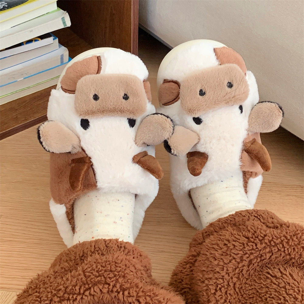 细细条 新款软萌大鼻牛包头棉拖室内家用保暖学生卡通棉拖鞋男女,淘宝优惠券,粉丝福利购,淘宝优惠卷