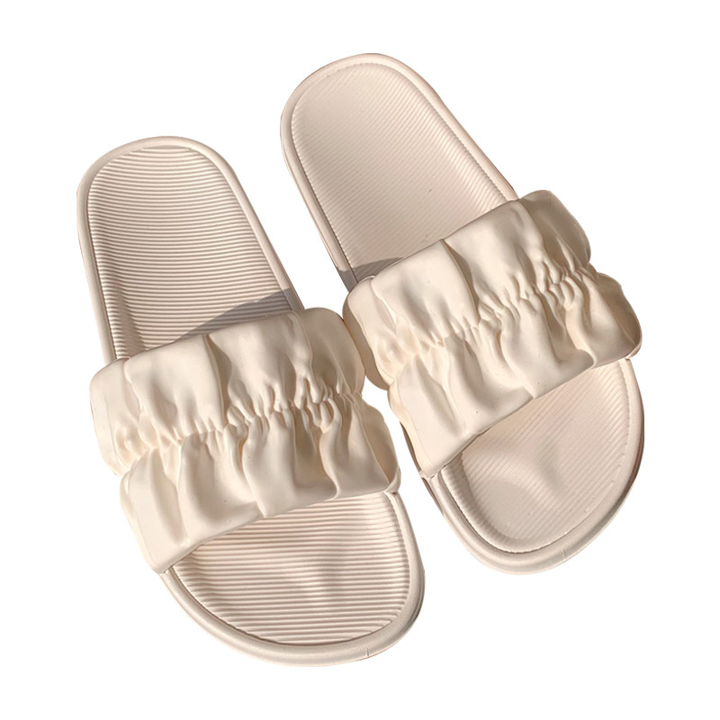 细细条 时尚居家浴室防滑凉拖鞋女夏韩版仙女风简约平底褶皱拖鞋,淘宝优惠券,粉丝福利购,淘宝优惠卷