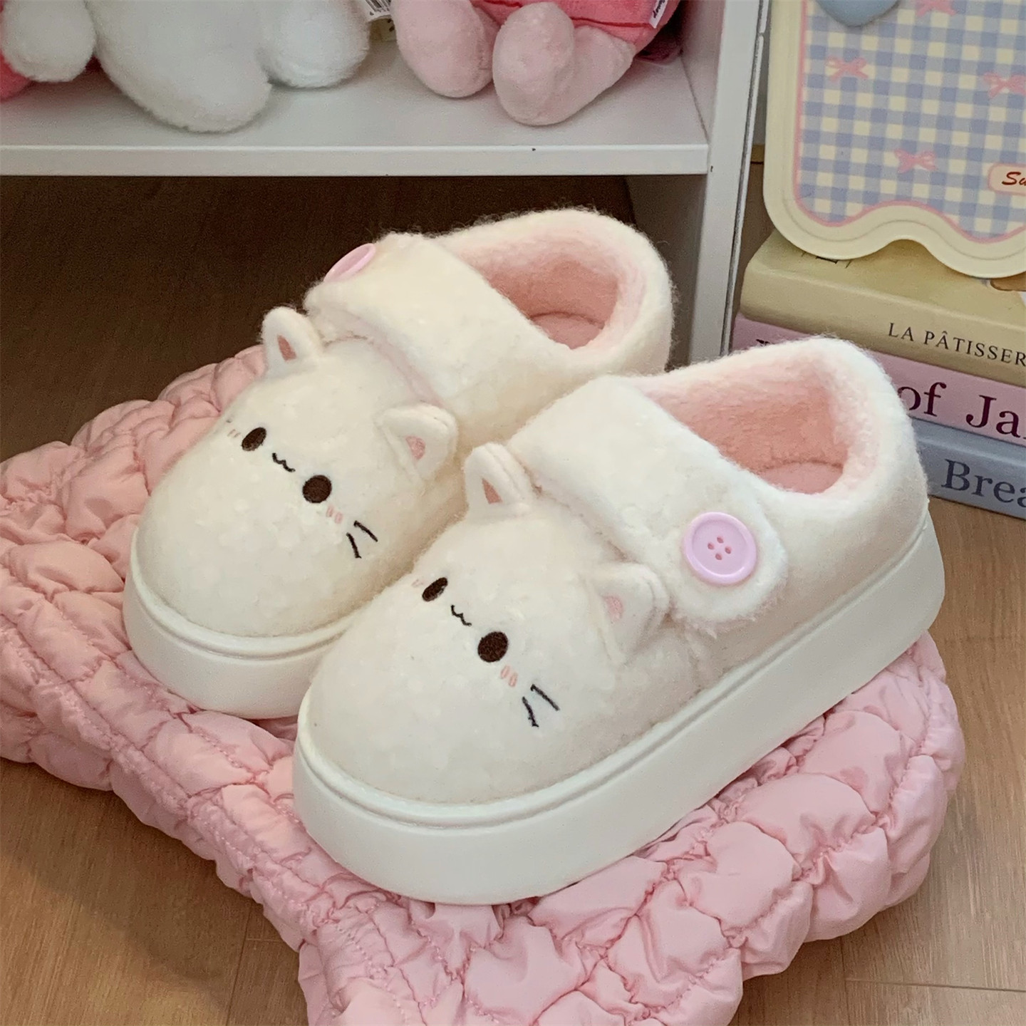 细细条 百搭软萌小兔加绒乐福棉鞋防滑厚底冬季学生外穿面包鞋女,淘宝优惠券,粉丝福利购,淘宝优惠卷