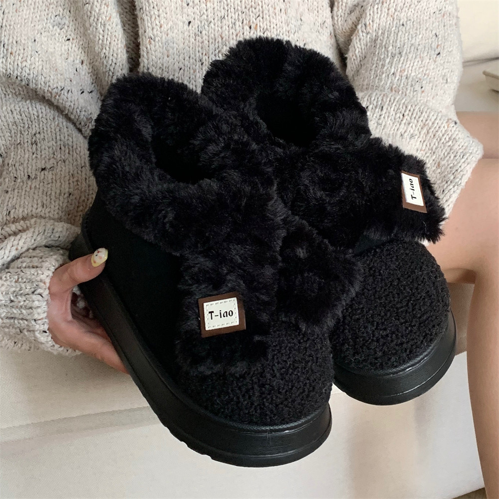 细细条 舒适保暖毛毛雪地靴厚底网红冬季外穿时尚拼色东北棉鞋女,淘宝优惠券,粉丝福利购,淘宝优惠卷