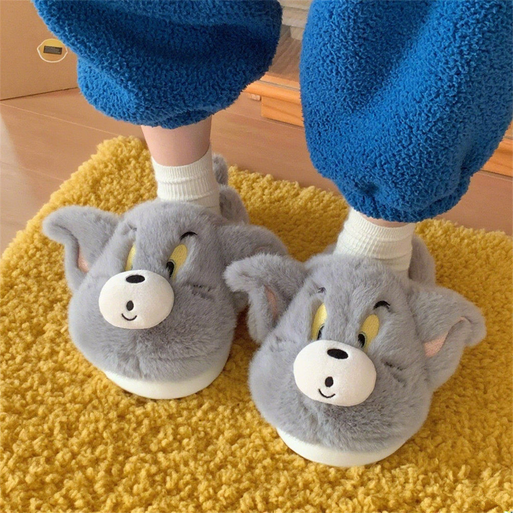 ins正版猫和老鼠汤姆猫杰利鼠棉拖鞋男女冬季防滑可爱情侣毛毛鞋,淘宝优惠券,粉丝福利购,淘宝优惠卷