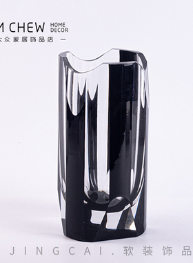轻奢现代加厚质感玻璃花瓶水培插花样板间售楼处客厅家居沙发花器