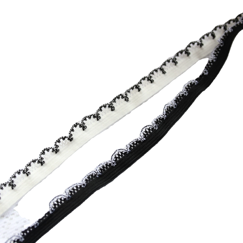 12mm黑白弹力木耳蕾丝花边装饰袖口衣边箱包鞋子床品蕾丝边辅料 - 图3