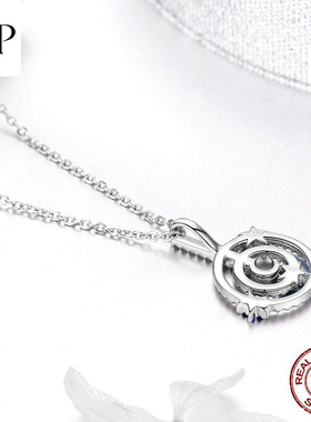 锦河畔流星轨迹镀白金镶钻蓝星项