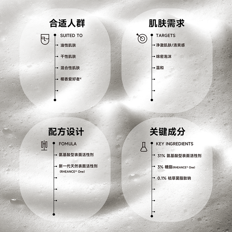 量克糖脂叁净澈洁面霜100g 清洁清爽不拔干浓密泡沫椰子香味