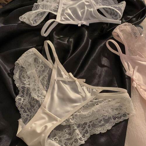 女生法式纯欲镂空低腰女士细带高开叉性感蕾丝内裤女2026新款冰丝 - 图1