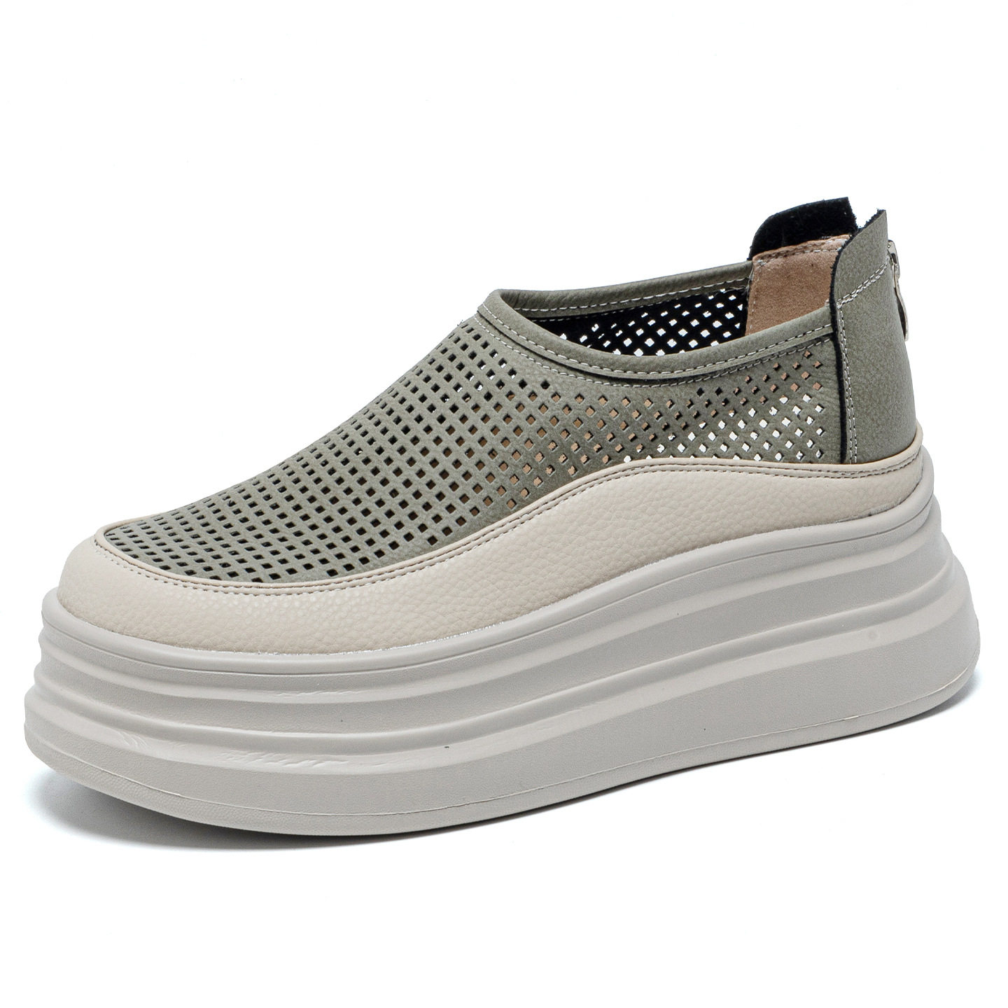 7cm Korean version lightweight platform thick sole with inner height hollow and breathable 2026 summer new sneakers for women