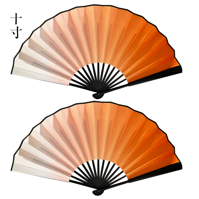 醉春风扇子中国风舞蹈专用表演古风双面橘色渐变学生跳舞绢布折扇-图1