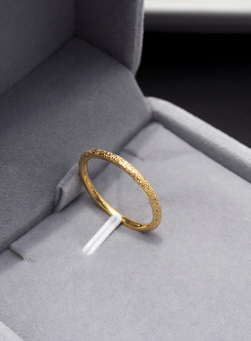 满天星金色戒指女钛钢流砂金素圈