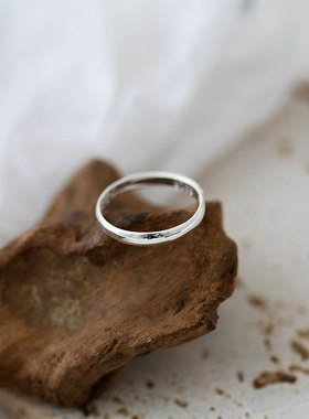 光面纯银戒指女简约素圈可调节