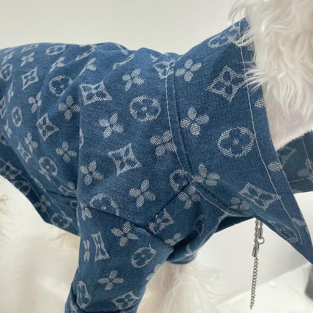 Denim shirt for large and small dogs and cats, autumn and winter windproof trendy brand