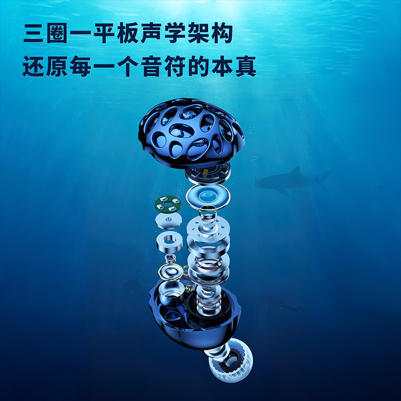 TRN鲸鲨四单元平板动圈混合HiFi有线入耳式耳机电脑游戏音乐耳机,淘宝优惠券,粉丝福利购,淘宝优惠卷