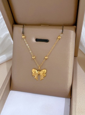 2025新款钛钢蝴蝶结不掉色项链高级感百搭时尚潮流劲链网红锁骨链