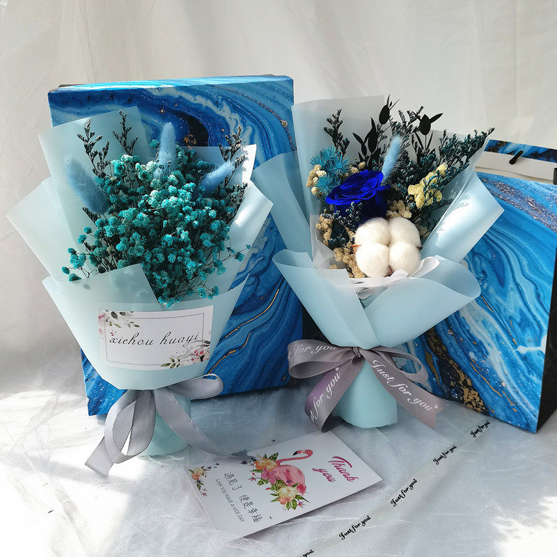 满天星永生花玫瑰毕业干花束礼盒送女友闺蜜生日情人节ins520礼物