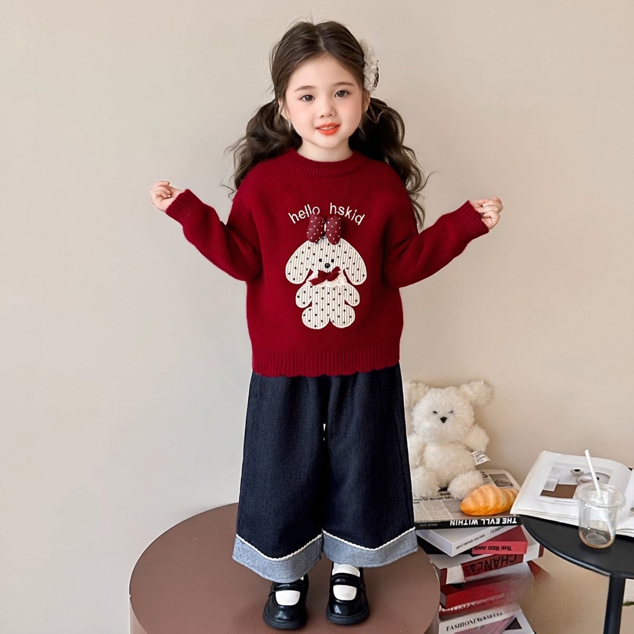 女童韩版毛衣秋冬2025新款洋气儿童红色女宝宝新年服针织打底毛衣,淘宝优惠券,粉丝福利购,淘宝优惠卷