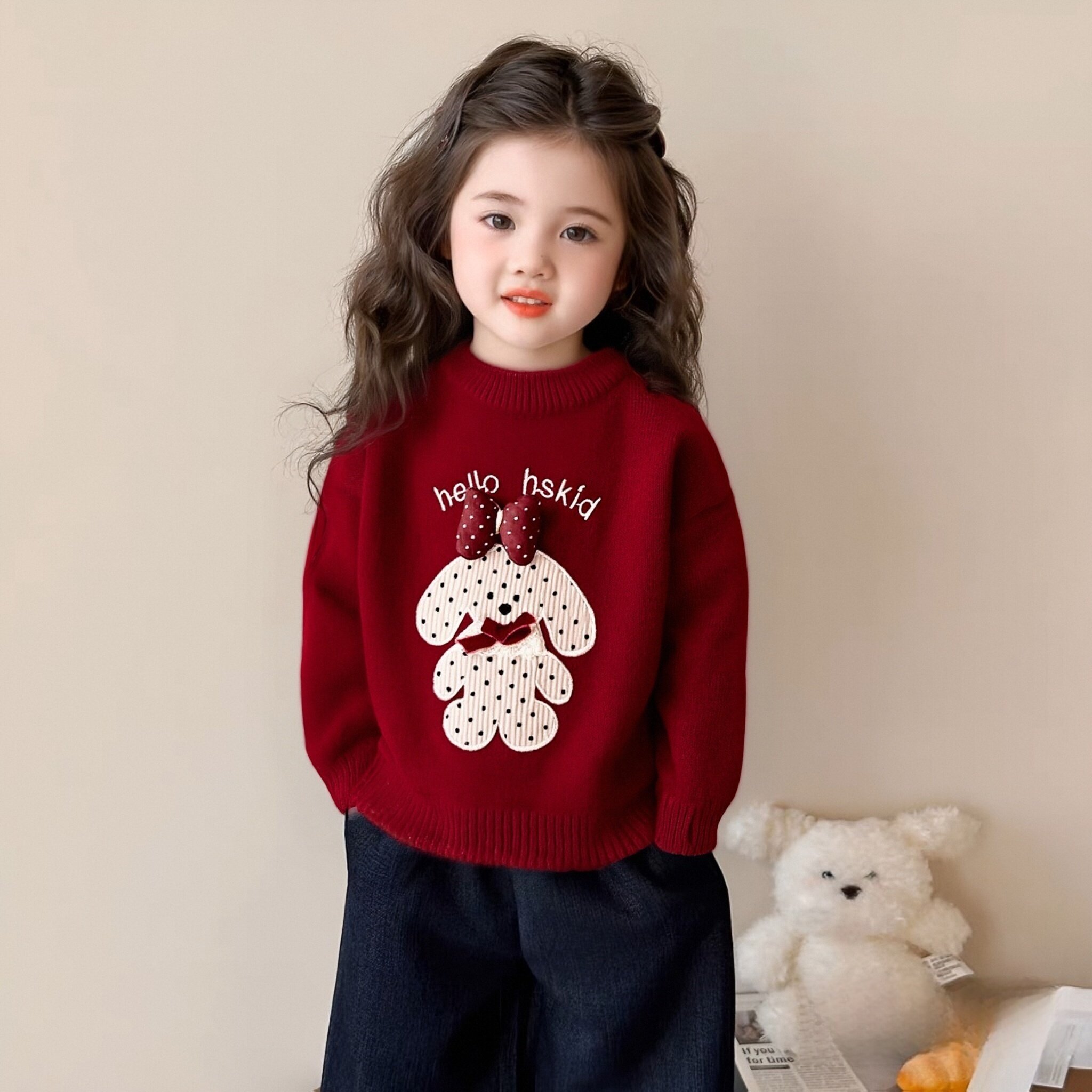 女童韩版毛衣秋冬2025新款洋气儿童红色女宝宝新年服针织打底毛衣,淘宝优惠券,粉丝福利购,淘宝优惠卷
