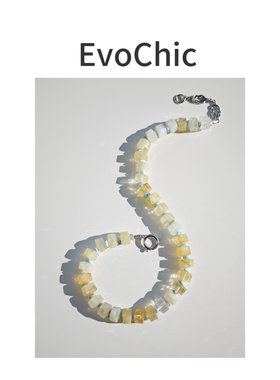 天然黄水晶、海纹石柠檬黄项链