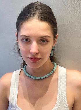 夏日系列天然天河石10mm高级感项链轻奢小众设计师款天然项链