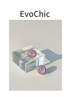 通体纯银粉色星光蓝宝耳钉小众原创设计师耳饰