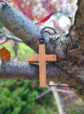 桃木十字架情侣手工雕刻