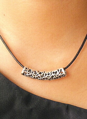 苗银镂空雕花韩版短款情侣锁骨链