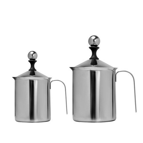 精品:双层不锈钢打泡器 奶泡壶打奶机 手动奶泡器牛奶发泡杯400cc - 图3
