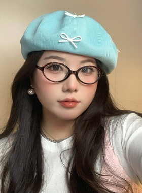 ［大头阿枝］春夏网款透气贝雷帽多巴胺色大头围蝴蝶结画家帽子女