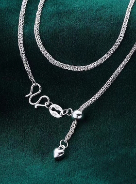 足银999万能抽拉肖邦链可调节长度简约百搭银链子女生甜美锁骨链