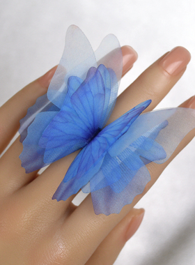 蝴蝶开口可调节戒指环旗袍复古风甜美表演出原创手工高级设计感