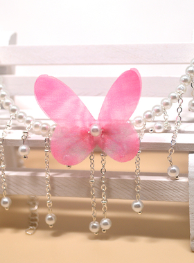 爆款女粉红蝴蝶项链森系仙女脖颈古风锁骨链超仙灵动舞者配饰品