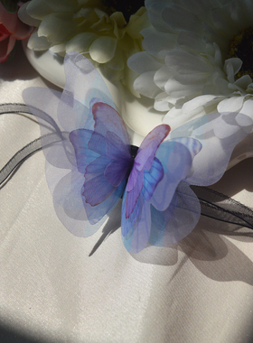 紫色丝带立体蝴蝶项链甜美颈链原创复古锁骨链气质简约宫廷舞蹈