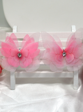 爆款女复古风甜美粉红色大蝴蝶活开口戒指环小众设计表演手工饰品