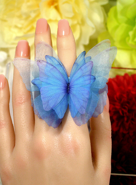 蝴蝶开口可调节戒指环旗袍复古风甜美表演出原创手工高级设计感