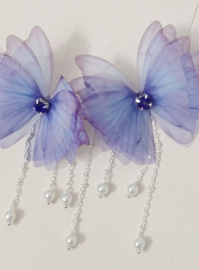 蝴蝶流苏原创项链祈梦仿珍珠女