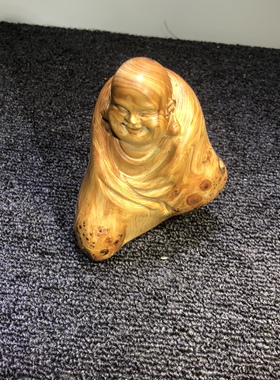 精品太行崖柏木满瘤疤手工精雕刻招财弥勒手把件把玩木作精雕礼品