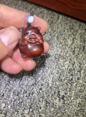 精品紫檀木红檀木木作精雕刻可爱猪小猪挂件手机链包包挂