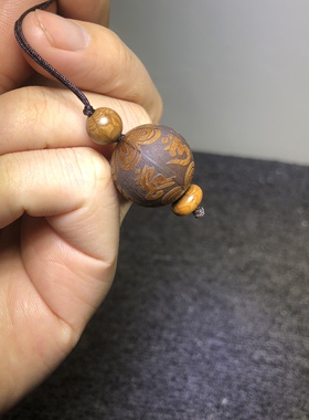 精品六道木木作精雕刻六字真言20mm单珠小挂件手机链包包挂礼品