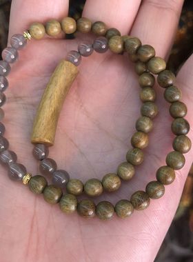 绿檀木半镯素圈女士款6mm双圈手链手串佛珠木制品小礼品