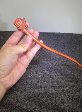 精品印尼紫檀木红檀木木作精雕刻连生贵子发簪簪子发饰配件汉服