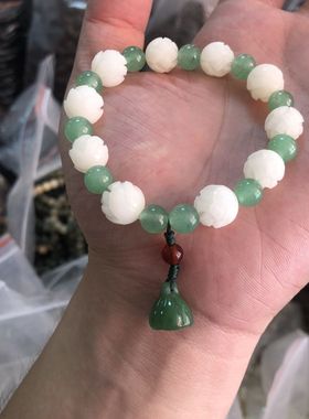 精品菩提子手串佛珠手链南瓜白玉转运莲花单圈女士款小礼品