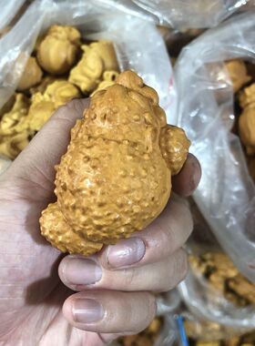 精品黄金檀木雕刻金蟾实木招财摆件蟾蜍手把青蛙文玩小礼品