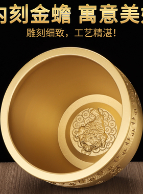 纯铜小财百福缸底座办公室装饰品
