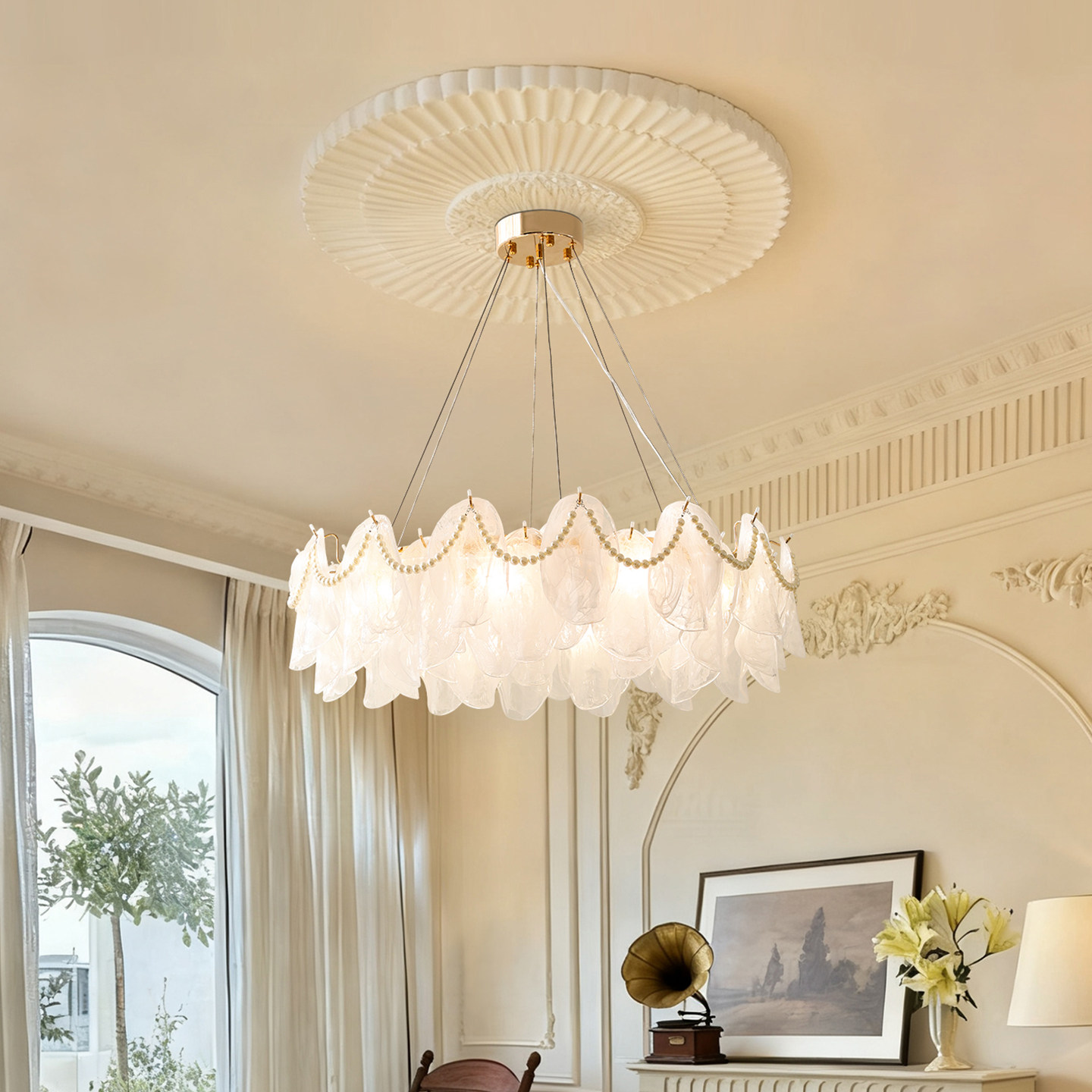 法式中古风轻奢云雾玻璃吊灯卧室灯客厅艺术感灯具浪漫氛围感灯饰,淘宝优惠券,粉丝福利购,淘宝优惠卷